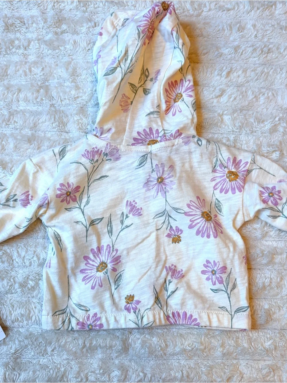 Carter's Cream Hooded Zip Jacket with Purple Floral Print